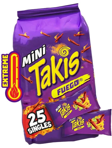Miniatura 11 de Takis Blue Heat Mini - Paquete múltiple de 25 unidades / 1.23 onzas, tamaño bocado, sabor a chile picante, chips de tortilla enrollados
