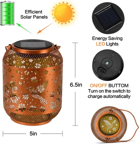 Miniatura 5 de Faroles solares para exteriores impermeables con diseño de colibrí para jardín, regalos de cumpleaños para mujeres, mamá, abuela, luces solares