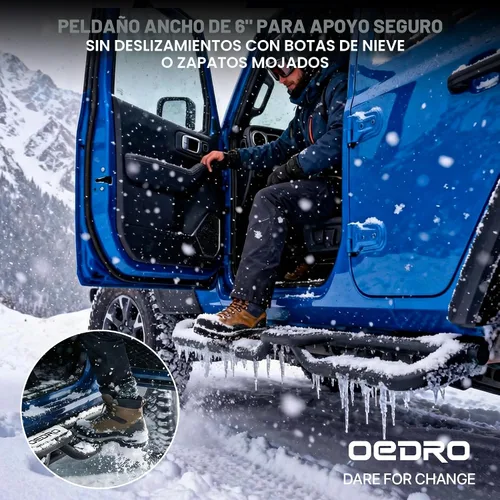 Miniatura 5 de OEDRO - Estribos con diseño de doble escalera fabricados totalmente de acero; escalones laterales atornillables recubiertos de polvo negro