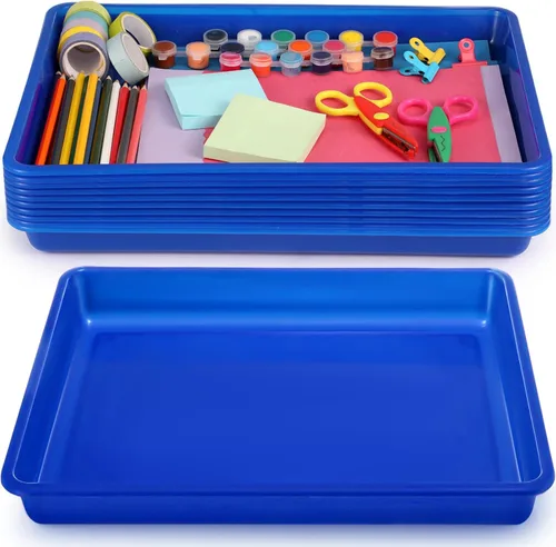 Miniatura 8 de Hoteam Bandeja organizadora de almacenamiento plana, bandeja de papel para aula, organizador de archivos apilable de plástico para escuela, oficina