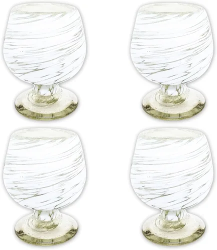 Miniatura 12 de Auténticos vasos de chupito soplados a mano de tequila mexicano - Juego de 4-2 onzas - Mini snifters de vidrio - Base pesada - Coñac (Confeti)