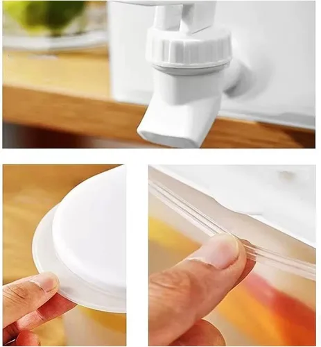 Miniatura 5 de Dispensador de bebidas de plástico, refrigerador de conservación sellada de PP de 3.5 L, recipiente de té de limonada de leche helada, hervidor