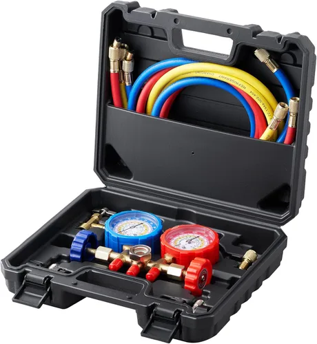 VEVOR - Juego de manómetros AC, juego de manómetro de manifold de AC de 3 vías para refrigerantes R134A, R22, R12, R502 – Los manómetros de freón