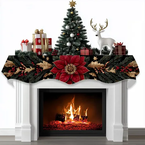 Miniatura 17 de BVBOX Bufanda Decorativa para Repisa de Chimenea Navideña, Cubierta Corredor para Repisa de Chimenea de Navidad e Invierno