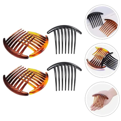 Miniatura 4 de Peine francés de 7 dientes, 3 pinzas de plástico negro y marrón, peines laterales para el cabello, accesorio para el cabello para mujeres y niñas