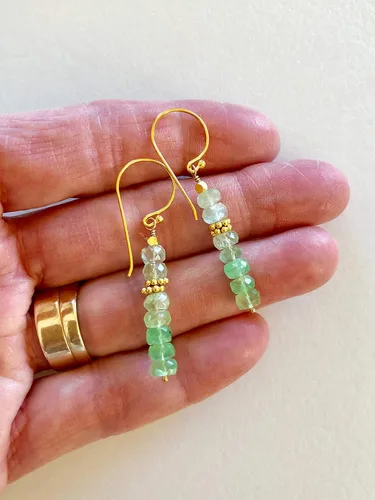 Miniatura 6 de Aretes de piedra lunar verde lima, aretes de piedra lunar degradada, delicados colgantes de piedra lunar, aretes de piedras preciosas, novia, oro