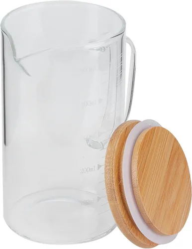 Miniatura 3 de Taza de vidrio, taza medidora de vidrio de borosilicato con tapa, resistente al calor, suministros para bebidas para hotel, restaurante, hogar
