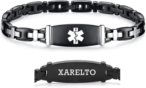 Miniatura 123 de LinnaLove Lady Medical Alert - Pulseras médicas de acero inoxidable para mujer, 7.5 pulgadas