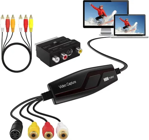Convertidor VHS a digital, dispositivo de tarjeta de captura de video, VHS VCR Hi8 Mini DV a Mac convertidor digital, convertidor de video RCA a USB