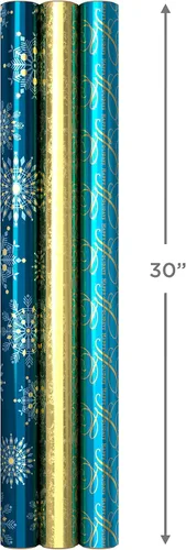Miniatura 3 de Hallmark - Rollos de papel de regalo de Navidad, envoltura de regalo de aluminio metálico para las fiestas
