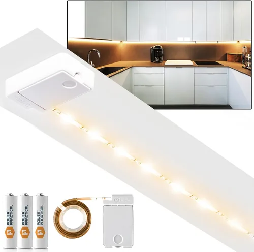POWER PRACTICAL Luminoodle - Tira de luz LED para debajo del gabinete, tira de luz LED para estantes, armarios de cocina y muebles, 1 paquete luz