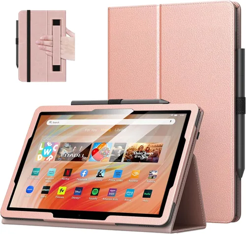 Miniatura 28 de MoKo - Funda para tablet Kindle Fire HD 10 y 10 Plus (11.ª generación, versión 2021), diseño delgado y plegable con función de encendido y apagado