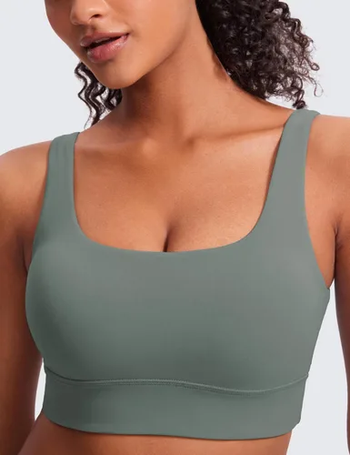 Miniatura 34 de CRZ YOGA Butterluxe - Brasier deportivo con espalda en U para mujer, cuello redondo, acolchado, de bajo impacto, para yoga, entrenamiento