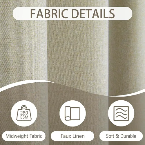 Miniatura 6 de ChadMade Pinch - Cortina plisada de lino sintético de 26 x 63 pulgadas, opaca con aislamiento térmico, 1 panel, cortina neutra de ahorro de energía