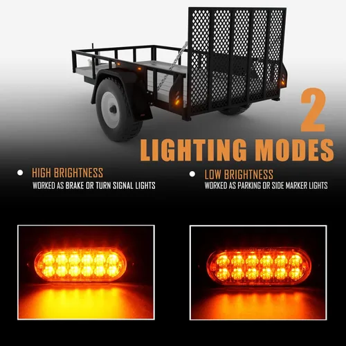 Miniatura 4 de Paquete de 2 luces LED ámbar de aluminio para remolque, señal de giro, freno de estacionamiento, luces de montaje en superficie impermeables