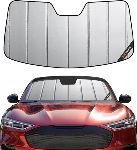 Miniatura 8 de Protección solar para parabrisas Pigenius para Ford Mustang 2015-2023 sin cámara montada en el espejo retrovisor - Metálico Plateado metálica