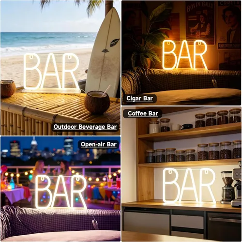 Miniatura 2 de Letrero de barra de neón, luces de marquesina iluminadas colgables, USB / pilas LED para pub, bar casero, cafeterías y tiendas de té, campamento