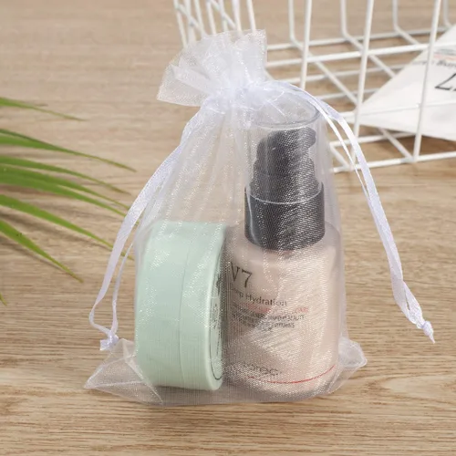 Miniatura 6 de 100 bolsas de organza blanca de 2 x 3 pulgadas, bolsas de regalo con cordón transparente, bolsas de joyería, bolsas de regalo de boda, fiesta