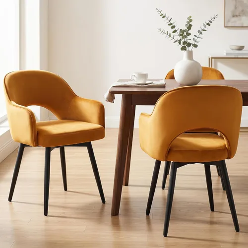Miniatura 12 de Ya-Home Juego de 2 sillas de comedor giratorias modernas, cómodas sillas laterales tapizadas de piel sintética con respaldo hueco, patas de metal