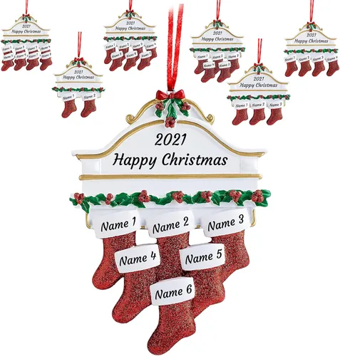 Miniatura 7 de Adornos de Navidad personalizados para familia de 2, adornos de Navidad familiares personalizados con nombres, decoraciones de Navidad