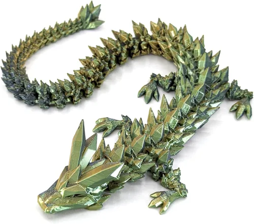 Miniatura 15 de Dragón de cristal articulado mediano de 12 pulgadas, figura de dragón de plástico impresa en 3D multicolor, colores nacarados del arco iris
