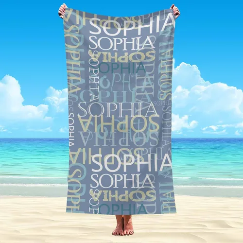 Miniatura 51 de Interestprint Toalla de piscina con nombre personalizado para niños, adultos y hombres, toalla de playa naranja personalizada con número