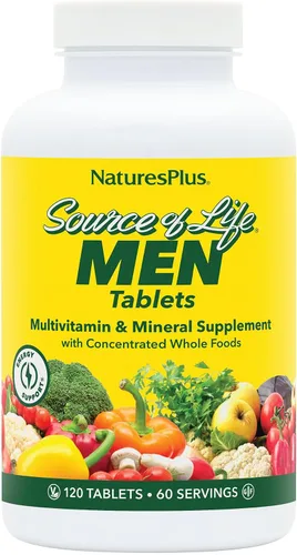 Miniatura 10 de NaturesPlus Source of Life Men - 60 tabletas - Suplemento multivitamínico y mineral sin hierro - con palma enana americana, licopeno y rodiola - Sin