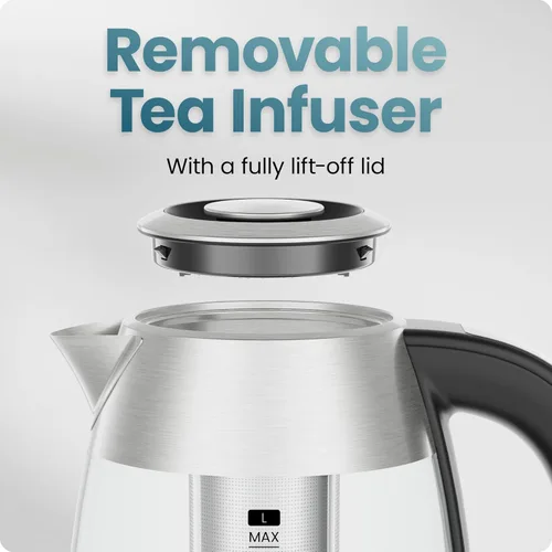 Miniatura 6 de Chefman Lightning - Hervidor Eléctrico de Alta Potencia, 1.8L 1750W, Hervido Rápido de 2 Tazas en 2 Minutos, Hervidor de Té Inalámbrico Libre de BPA