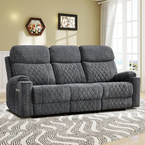 Miniatura 8 de EBELLO Sofá Sillón Reclinable Eléctrico, Sofá Reclinable Eléctrico de Tela de 3 Plazas con Portavasos, Puertos de Carga USB y Tipo C y Espacio