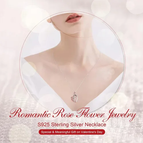 Miniatura 4 de Collar con inicial de corazón de rosa para mujer, delicado collar de letras de corazón de plata esterlina S925, collar de letras de corazón de rosa