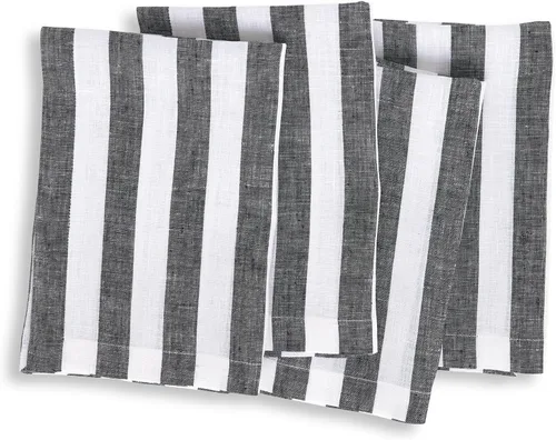 Miniatura 15 de Solino Home Sorrento - Juego de 4 manteles individuales de lino 100% lino puro, 14 x 19 pulgadas, color negro y natural, para otoño