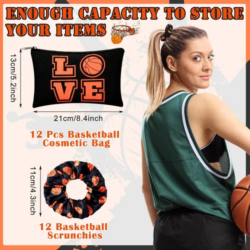 Miniatura 2 de Moukeren Juego de 24 cosas de baloncesto: bolsas de cosméticos, bolsas de maquillaje deportivo, estuche de lápices, estuche de almacenamiento