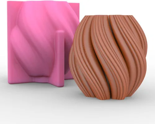 Molde de vela retorcida de onda irregular, arte abstracto, pilar geométrico, de silicona, para jabón, fondant, chocolate, caramelo, pastel, molde