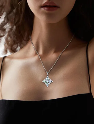 Miniatura 5 de INFUSEU Joyería irlandesa de plata esterlina, collar de nudo de bruja celta Claddagh para mujeres, adolescentes y niñas