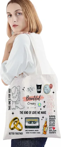 Miniatura 3 de BWWKTOP Bolsa de lona para cantante de campo, álbum de música, regalos para música country para fanáticos de los cantantes (peines TG)
