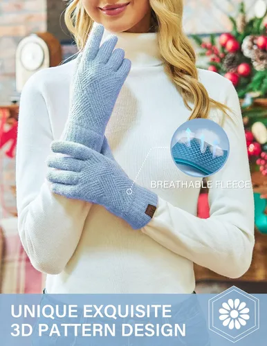 Miniatura 4 de FZ FANTASTIC ZONE Women Winter Warm Knit Touchscreen Gloves Cold Weather with Thermal Fleece Lined