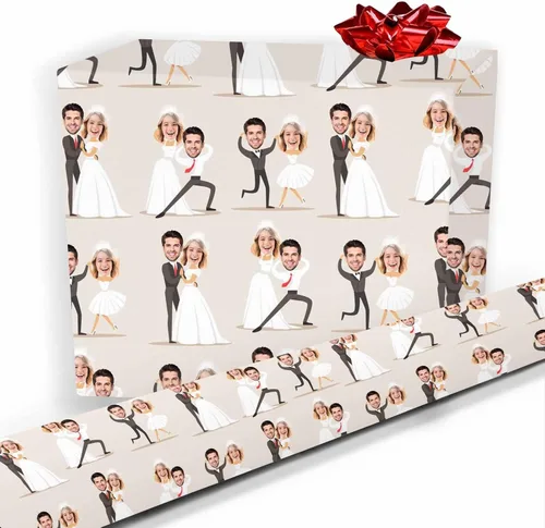 Miniatura 23 de Artsadd Papel de regalo personalizado con texto con imagen para aniversario, día de San Valentín, papel de regalo con foto personalizada con corazón