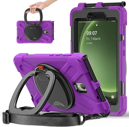 Miniatura 35 de 360 Rotation Case for Galaxy Tab ActivePro/Tab Active4 Pro/Active 5 Pro 10.1" Sturdy Cover Rotate Ring Stand Shoulder Carrying Strap Hand Strap