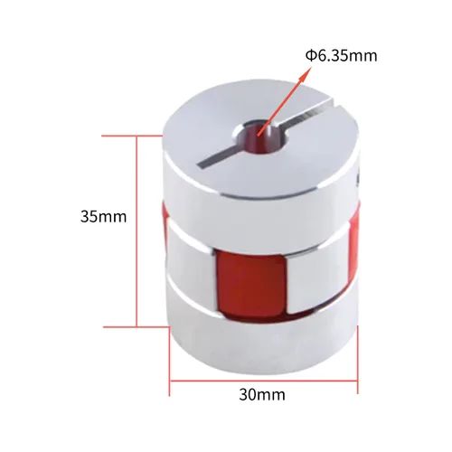 Miniatura 2 de CHANCS D30 L35 Ciruela Modelo Motor Eje Acoplamiento Flexible Acoplador Diámetro Interior de Aluminio 0.250 in a 0.250 in para Impresora 3D Máquina