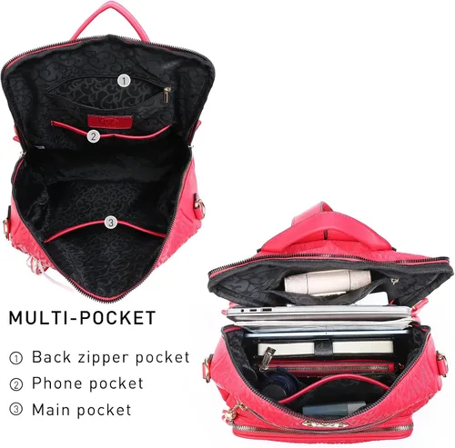 Miniatura 17 de MKP COLLECTION Mochila de moda para mujer, bolsa convertible grande para mujer, mochila de viaje, bolsa de hombro, juego de 2 piezas con borla, Beige