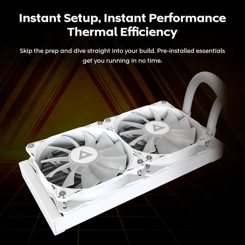 Miniatura 26 de MONTECH HyperFlow Digital 240 - Enfriador líquido de CPU, AIO de 9.449 in con bomba de 3100 RPM, 2 ventiladores E28 ARGB de 4.724 in, pantalla