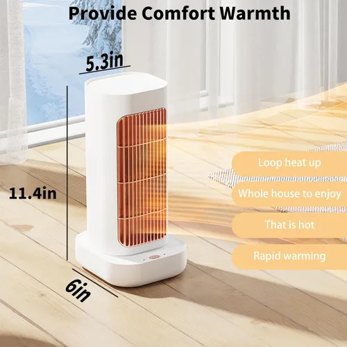 Miniatura 2 de Calentador de espacio, calentadores eléctricos pequeños con oscilación de 90°, calentadores de espacio portátiles para uso en interiores