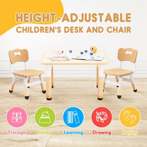 Miniatura 2 de Juego de mesa y silla para niños con patas antideslizantes ajustables seguras para niños pequeños, escritorio a prueba de actividades y graffiti
