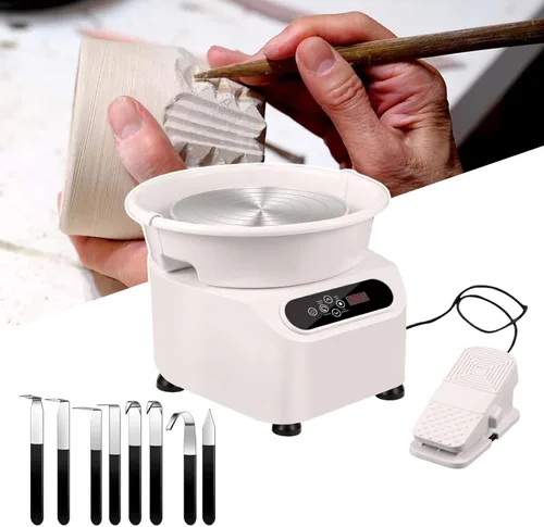 Miniatura 9 de Rueda de cerámica de escritorio que forma la máquina, velocidad ajustable y rueda de cerámica de rotación hacia adelante/reversa,Rueda de arcilla