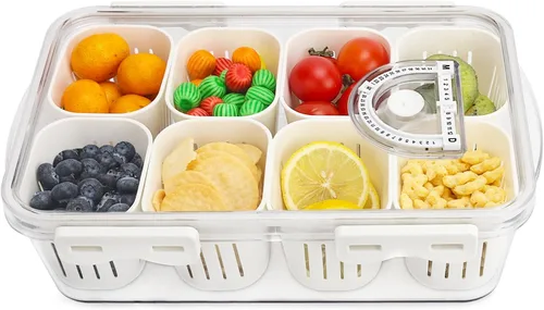 Miniatura 10 de shopwithgreen Recipientes para barra de ensalada para refrigerador con tapa y asa, contenedores de almacenamiento de frutas con 4 coladores