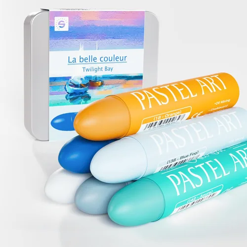 Miniatura 8 de Juego de 6 pasteles al óleo jumbo (0.551 x 3.307 in), pasteles suaves al óleo con colores vibrantes, gran mezcla y capas, crayones pastel para Me