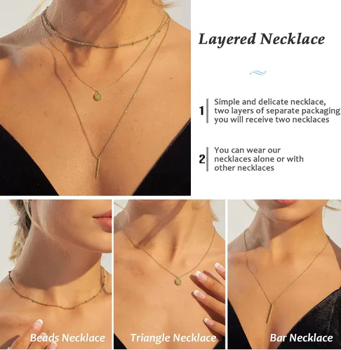 Miniatura 5 de Collares delicados para mujer, collares en capas, collar de gargantilla chapado en oro, joyería para mujer