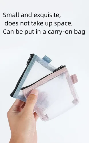 Miniatura 4 de 2 mini bolsas de maquillaje, bolsas de malla con cremallera, bolsa de maquillaje pequeña portátil para mujeres, bolsa de cosméticos de viaje, mini