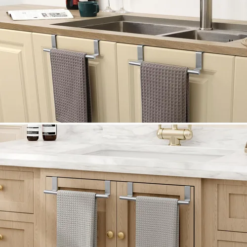 Miniatura 8 de KES Toallero sobre la puerta del gabinete, soporte para toallas de cocina, barra para toallas de cocina sobre la puerta del gabinete SUS304 acero