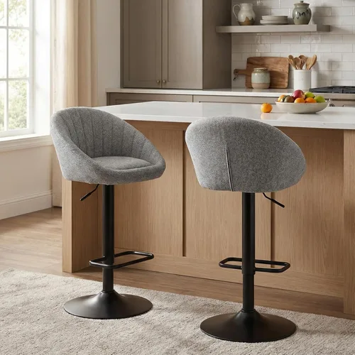 Miniatura 9 de CIMOTA Juego de 2 taburetes de bar ajustables giratorios modernos, sillas de bar con respaldo para comedor, isla de cocina, bar en casa, altura
